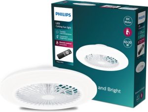 Philips Amigo Ventilator - Energiezuinige LED verlichting - Plafondlamp - Instelbare kleurtemperatuur - 48,5 cm diameter -Afstandsbediening - Wit
