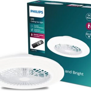 Philips Amigo Ventilator - Energiezuinige LED verlichting - Plafondlamp - Instelbare kleurtemperatuur - 48,5 cm diameter -Afstandsbediening - Wit