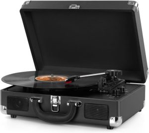 DIGITNOW M417 - Belt-Drive Vinyl Platenspeler - Draagbaar - Stereo Speakers - RCA/AUX/MP3 Zwart