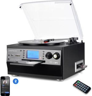 DIGITNOW Platenspeler M503 - Bluetooth USB CD cassette FM 3 snelheden