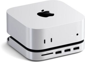 Satechi USB-C Stand/hub Mac mini M4 (SSD) – Compact Ontworpen voor 2024 Mac Mini – Voorpoorten voor Gemakkelijke Toegang – Compatibel met Oudere Apparaten via USB-A Poorten - Grijs